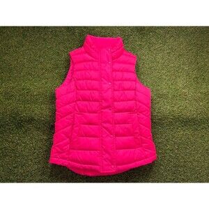 Gap Women’s Quilted Puffer Vest Hot Pink Full Zip Snap Front XS